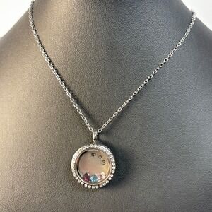 Pendant Necklace Silver Tone Delicate Mom Floating Keepsake Memory Locket